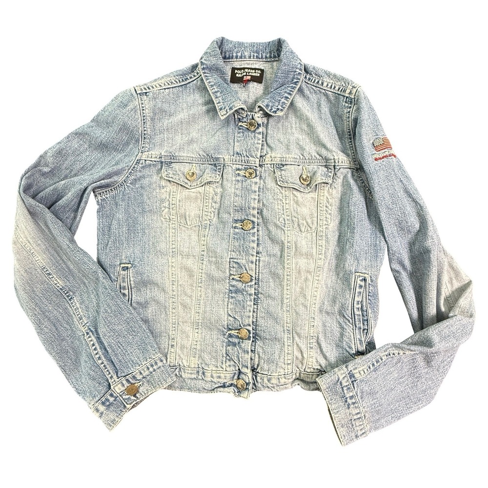 Polo Jeans Co Ralph Lauren Denim Jacket Womens XL Light Wash Saturday Trucker